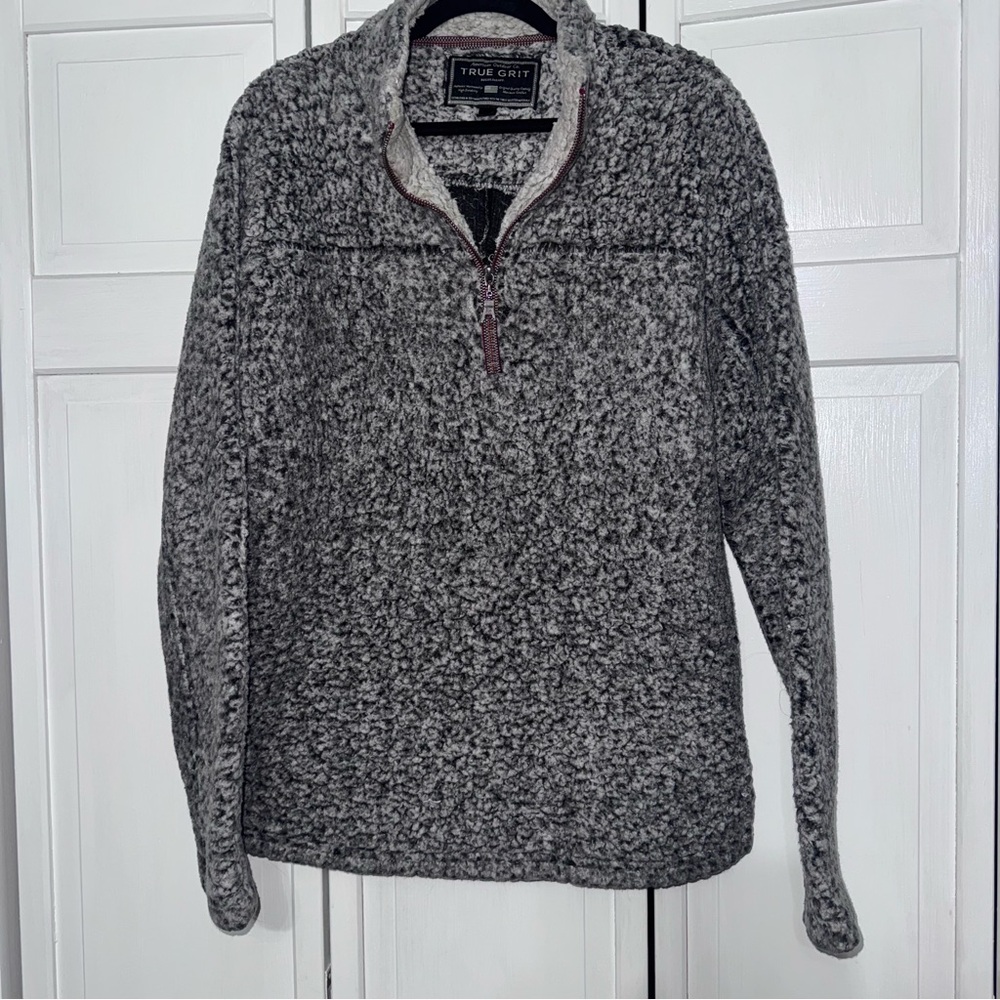 True Grit Charcoal and Cream Sherpa Jacket